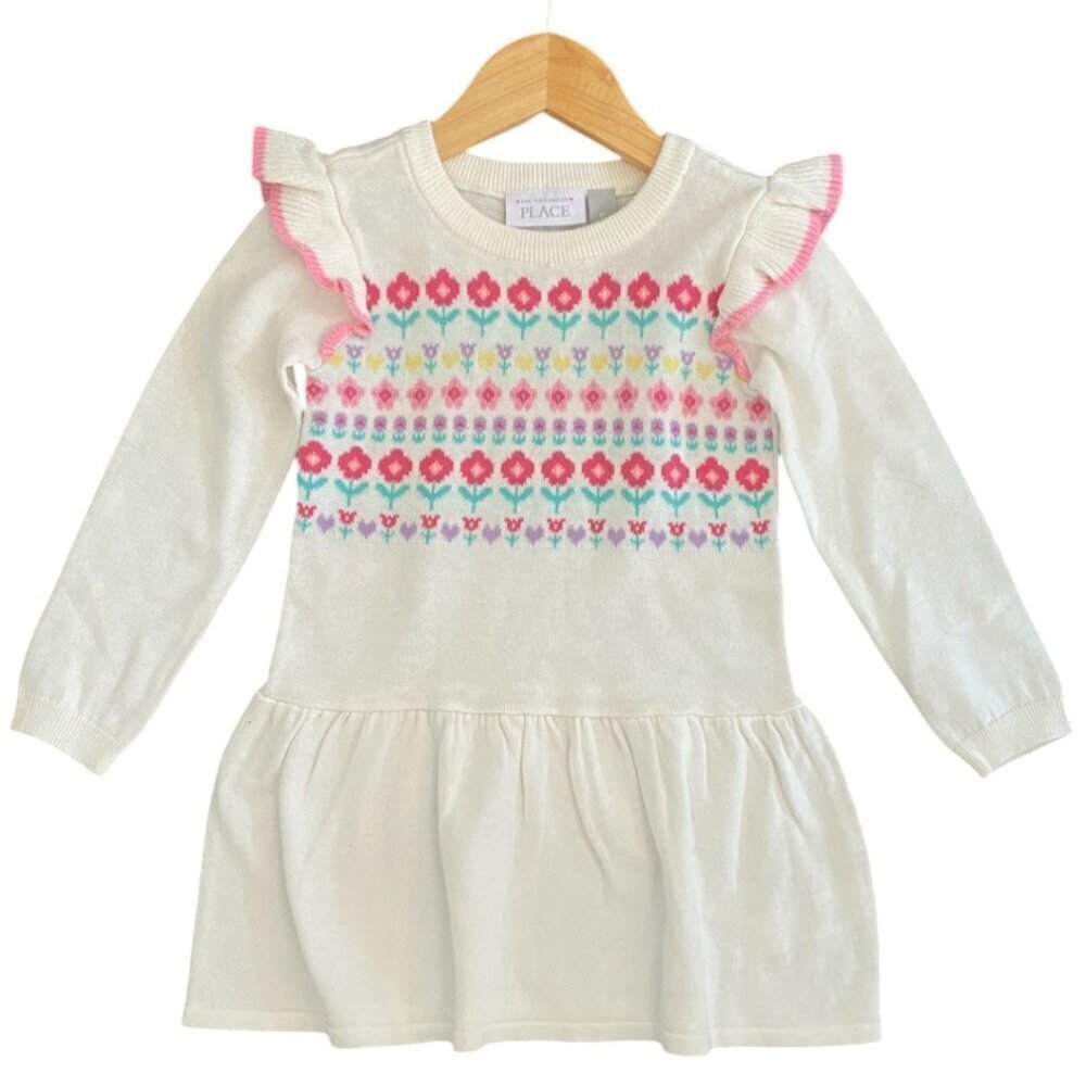 Children's Place Floral Spring Peplum Sweater Dress 3T - Picture 1 of 3